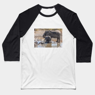 Namibia. Etosha National Park. Baby Elephant Having Fun in the Water. Baseball T-Shirt